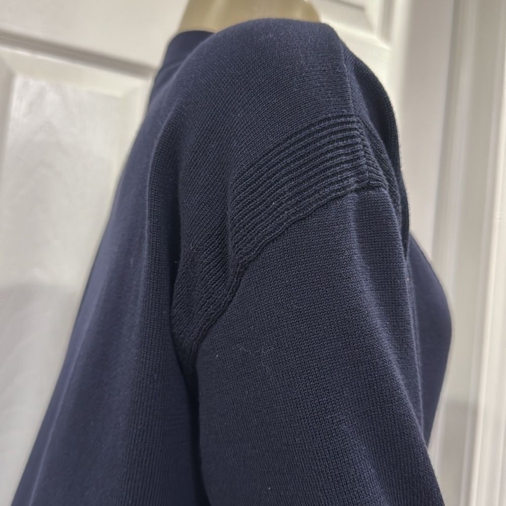 Talbots V-Neck Cardigan Sweater in Navy Blue. - Picture 6 of 8
